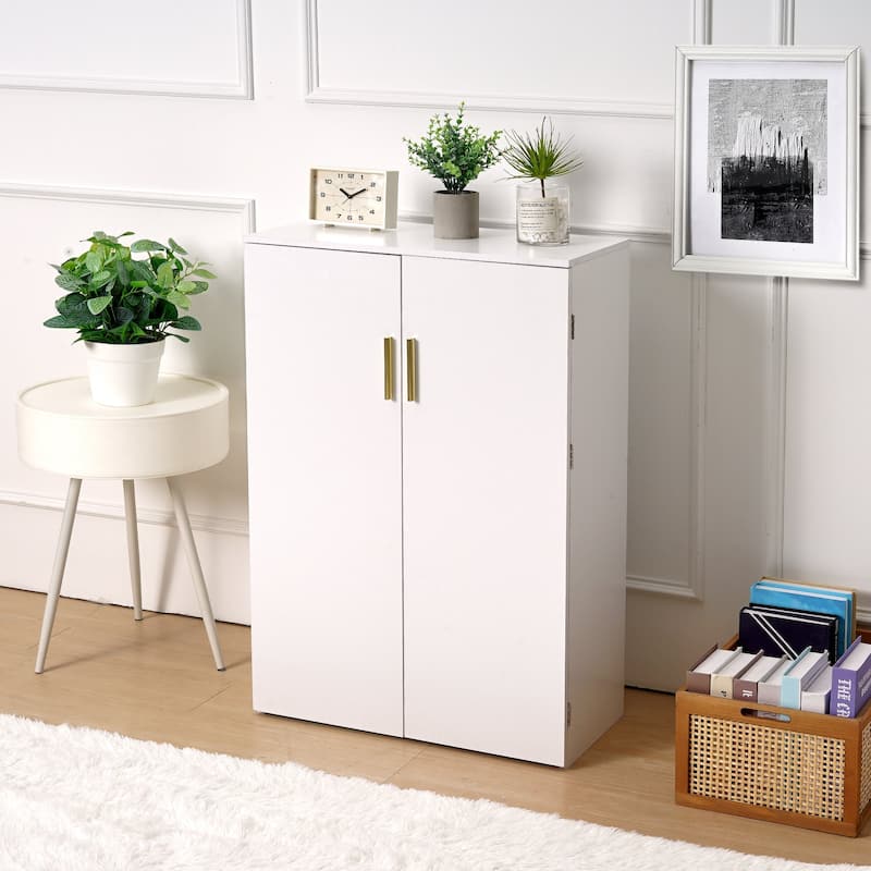 VECELO 35.4" Kitchen Pantry Storage Cabinet Freestanding Bathroom Storage Cabinets Small Food Pantry Cabinet for Dining Room