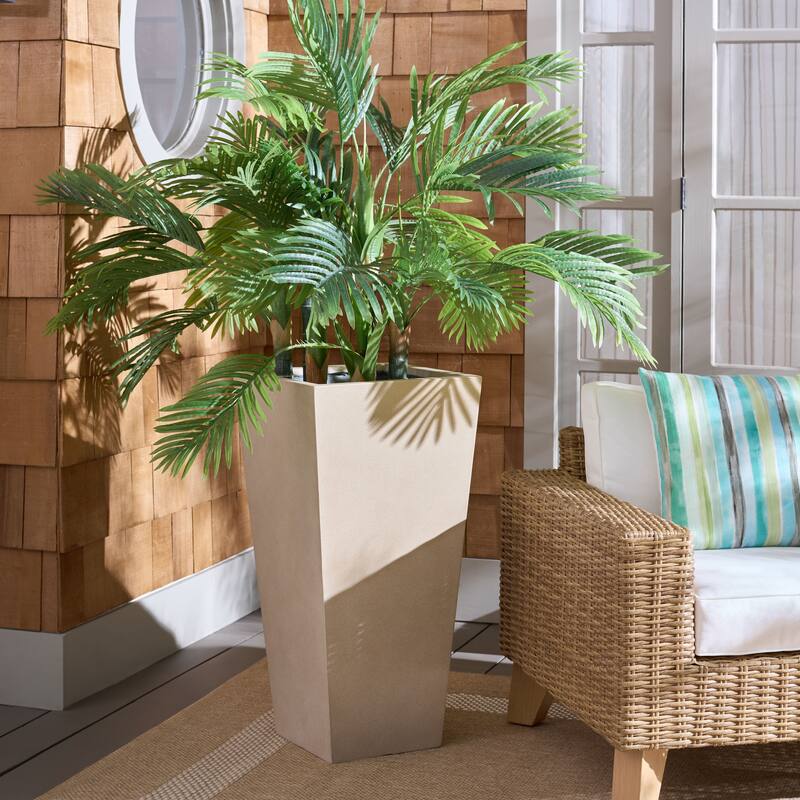 SAFAVIEH Outdoor Living Paloma Large Planter - 17"W x 17"D x 33"H - Beige