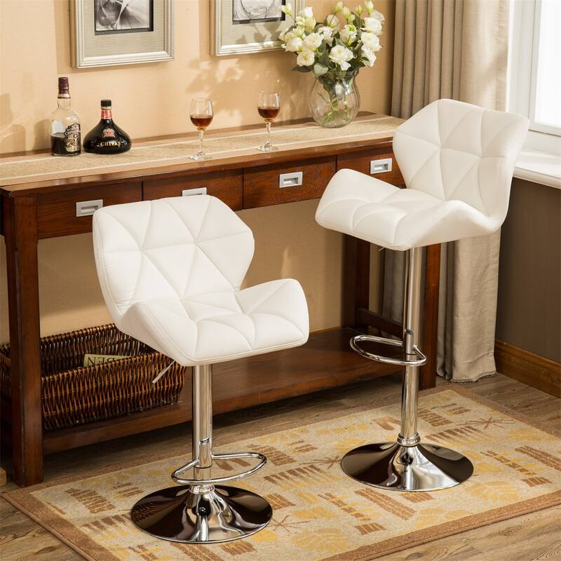 Contemporary Tufted Adjustable Height Hidraulic Bar Stools, Set of 2