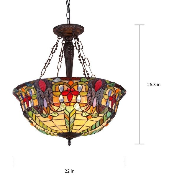 Tiffany-style Victorian 3-light Inverted Pendant