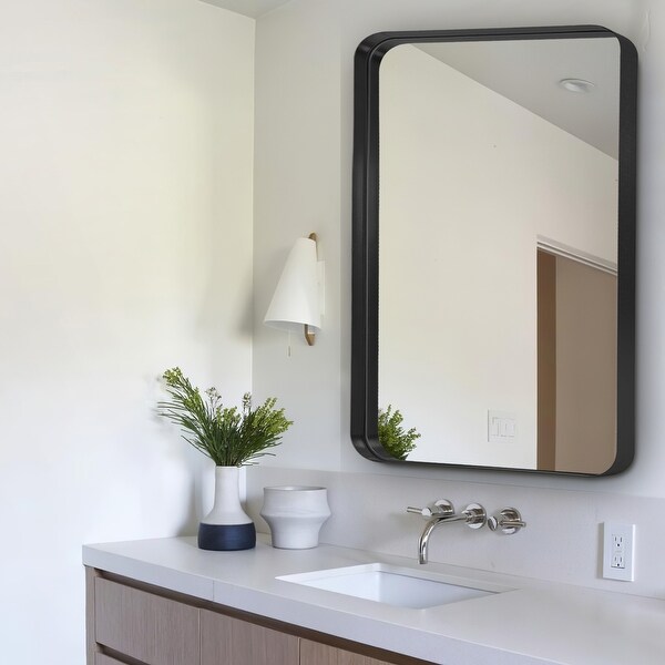 Modern Deep Frame Wall-Mounted Vanity Rectangle Mirror - On