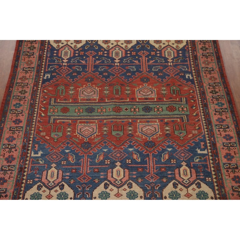 Geometric Sirjan Oriental Area Rug Hand-knotted Red Wool Carpet - 7'10"x 9'10"