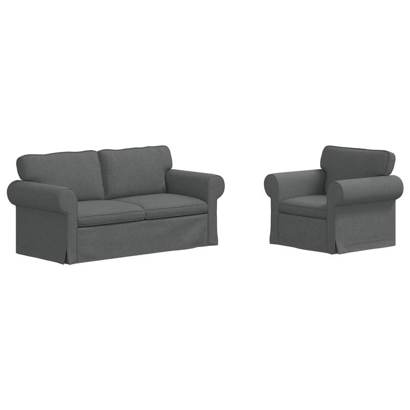 vidaXL Sofa 2 pcs Dark Grey in Fabric