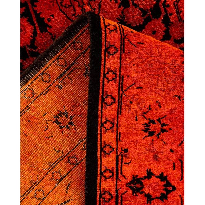 Overton Hand Knotted Wool Vintage Inspired Modern Contemporary Overdyed Orange Runner Rug - 2' 6" x 11' 5"
