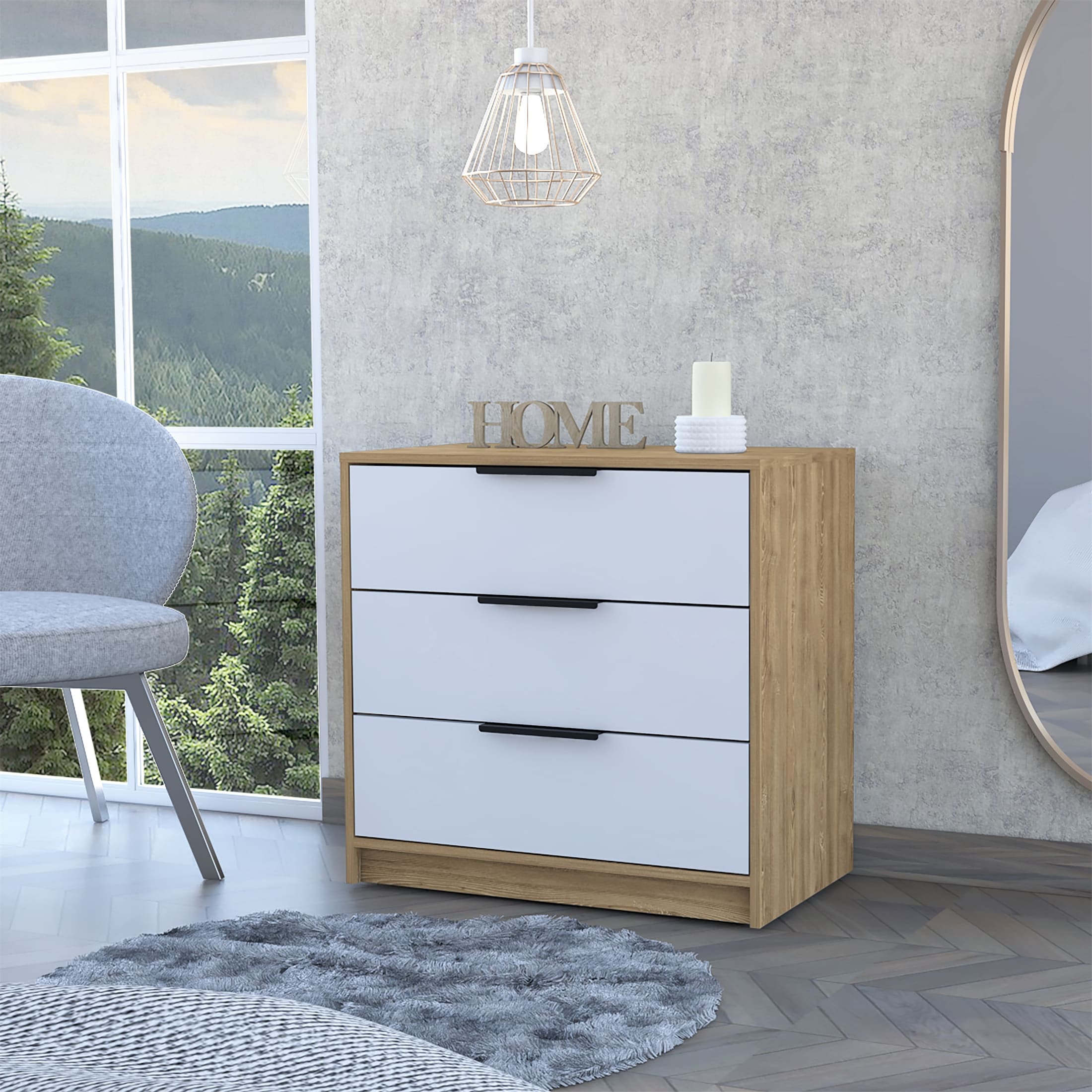 3 Drawers Dresser Superior Top Cabinet for Living Room