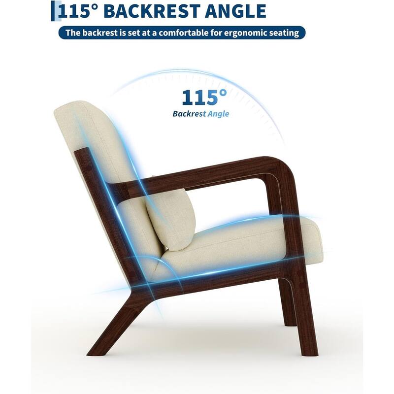 Modern Chenille Accent Sofa Chair, Lounge Armchair with Lumbar Pillow for Living Room, Bedroom