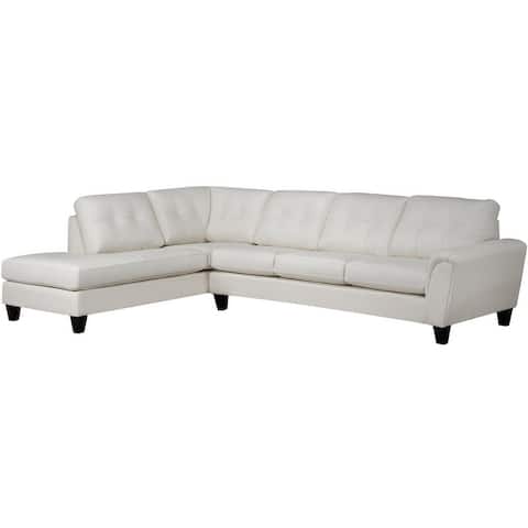 Tory Top Grain Leather Tufted Left/ Right-facing Sectional Sofa