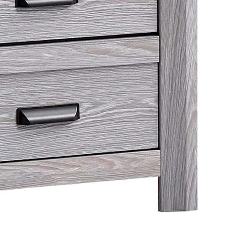 Laide Nightstand with 2 Drawers, Cup Handles, Gray Driftwood Finish Wood