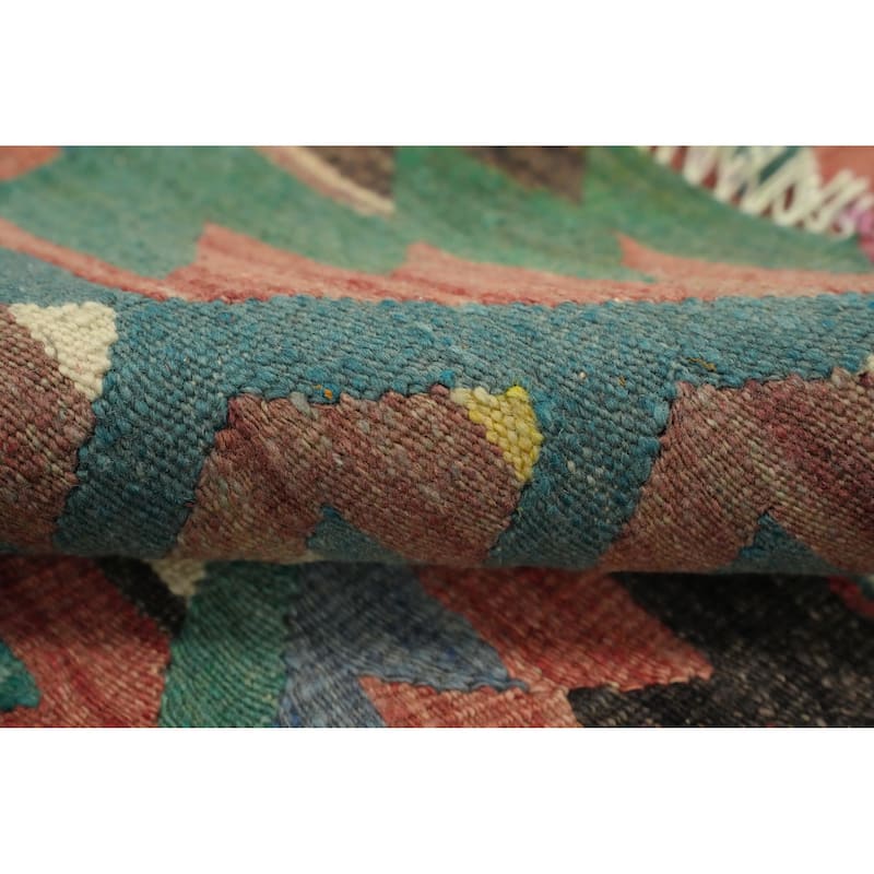 Hand Woven Oriental 100% Wool Carpet Southwestern Tribal Navy Blue & Blues Kilim Area Rug - 7' 3'' X 5' 7''