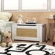 preview thumbnail 2 of 7, Kids Rattan Toy Storage Box with Flip Top Lid and Safety Hinge Handles-White