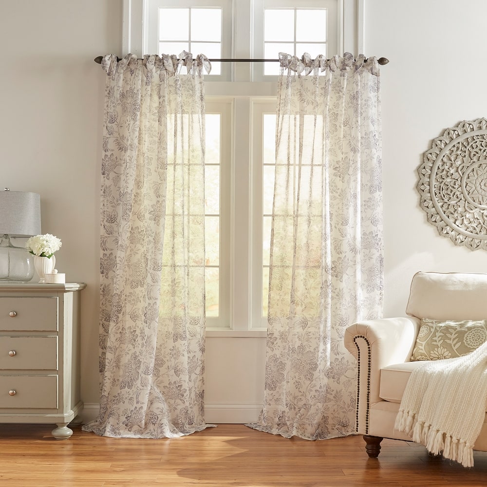 Westport Floral Tie-Top Sheer Window Curtain