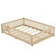 preview thumbnail 10 of 8, Full Size Bed Floor Bed with Safety Guardrails and Door for Kids
