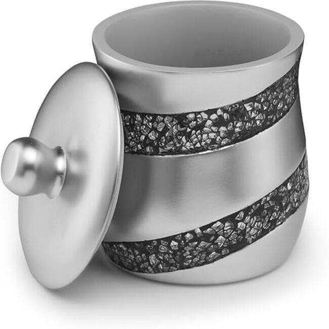 Creative Scents Silver Mosaic Qtip Holder - Gray - Gray