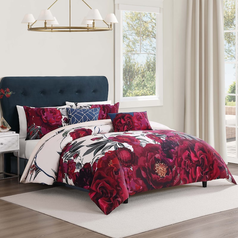 Bebejan Zinnia 100% Cotton Sateen 5 Piece Reversible Comforter Set