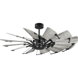 Springer Collection 52-Inch Matte Black 12-Blade DC Motor Windmill Ceiling Fan - 52 in x 52 in x 17.375 in