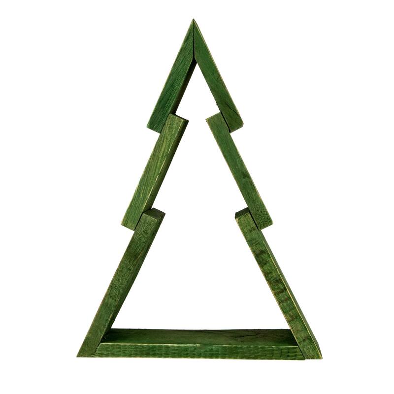 9.5" Green Geometric Wooden Christmas Tree Tabletop Display