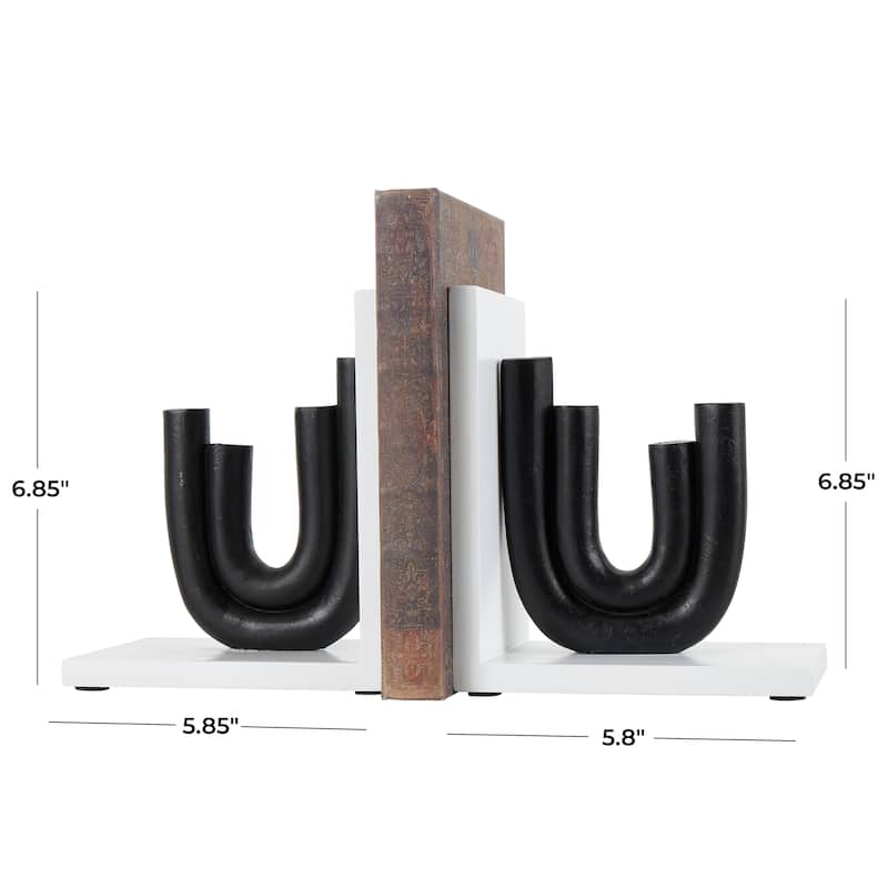 CosmoLiving by Cosmopolitan Black or White Wooden Bookends with White or Black Stands (Set of 2)