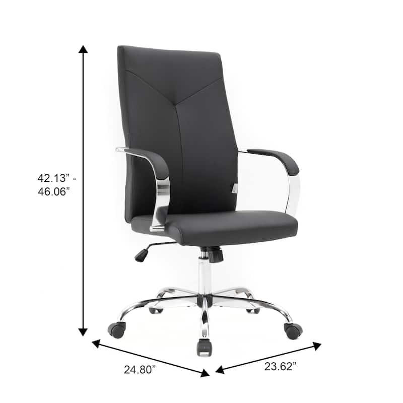 Sonora High Back Ergonomic Leather Upholstered Swivel Executive Office Desk Chair with Adjustable Height, Tilt, Chrome Frame