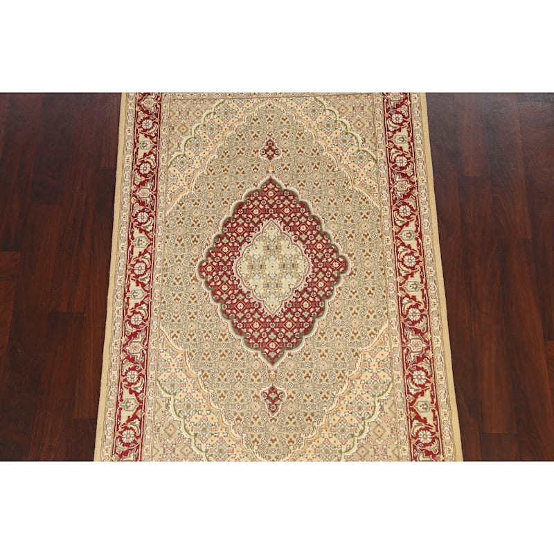 Wool/ Silk Vegetable Dye Tabriz Mahi Oriental Area Rug Hand-knotted - 4'0" x 6'4"