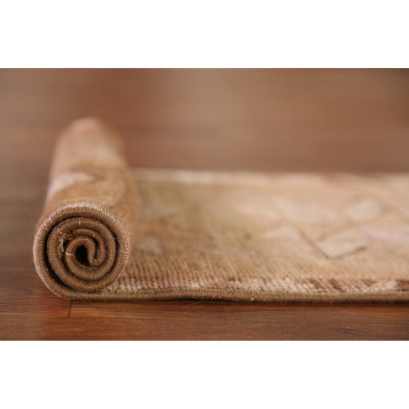 Hand Knotted Oriental 100% Wool Carpet Transitional Geometric Brown Anatolian Area Rug - 2' 8'' X 1' 5''