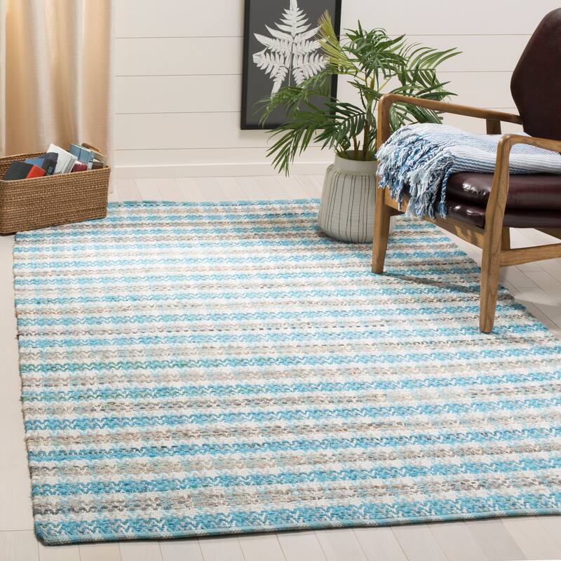 SAFAVIEH Handmade Flatweave Montauk Hermanda Casual Cotton Rug - 8' x 10' - Aqua/Multi