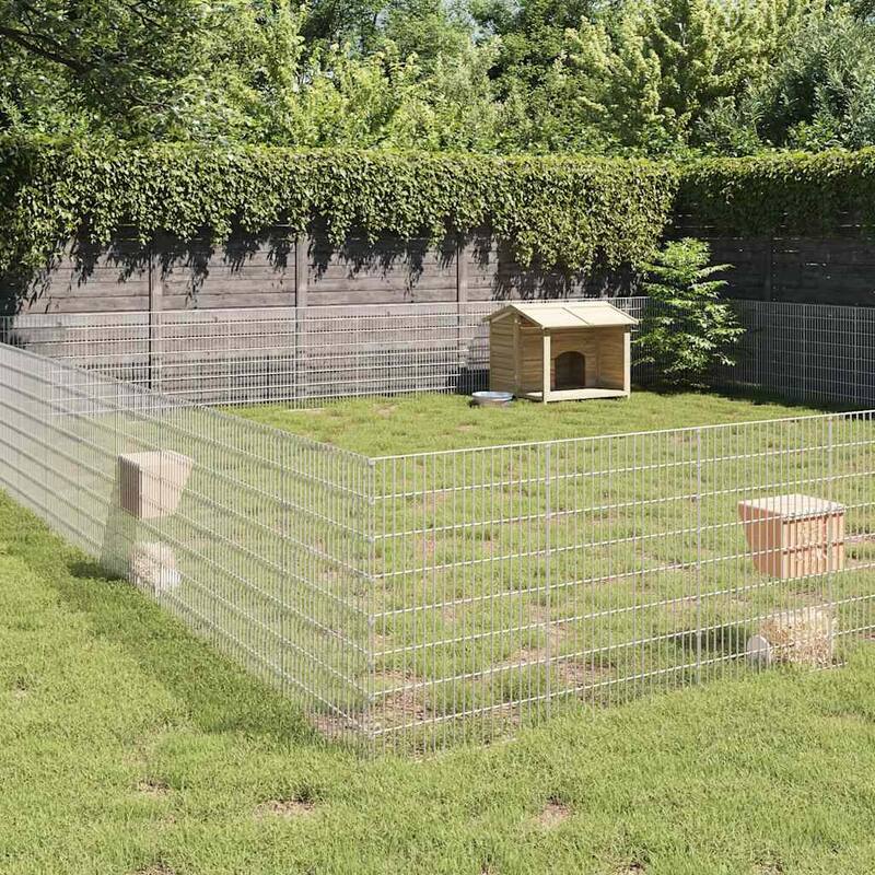 vidaXL Free Range Animal Enclosure Rabbit Hutch Free Range Pen Galvanized Iron