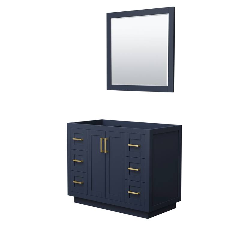 Wyndham Collection Miranda 42" Single Free Standing Vanity Cabinet - - Dark Blue / Brushed Gold Hardware