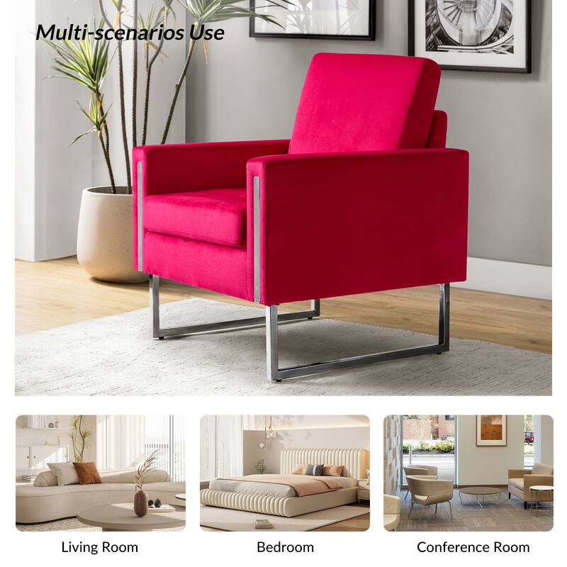 Elastus Modern Velvet Club Chair with Chic Metal Legs Set of 2 by HULALA HOME