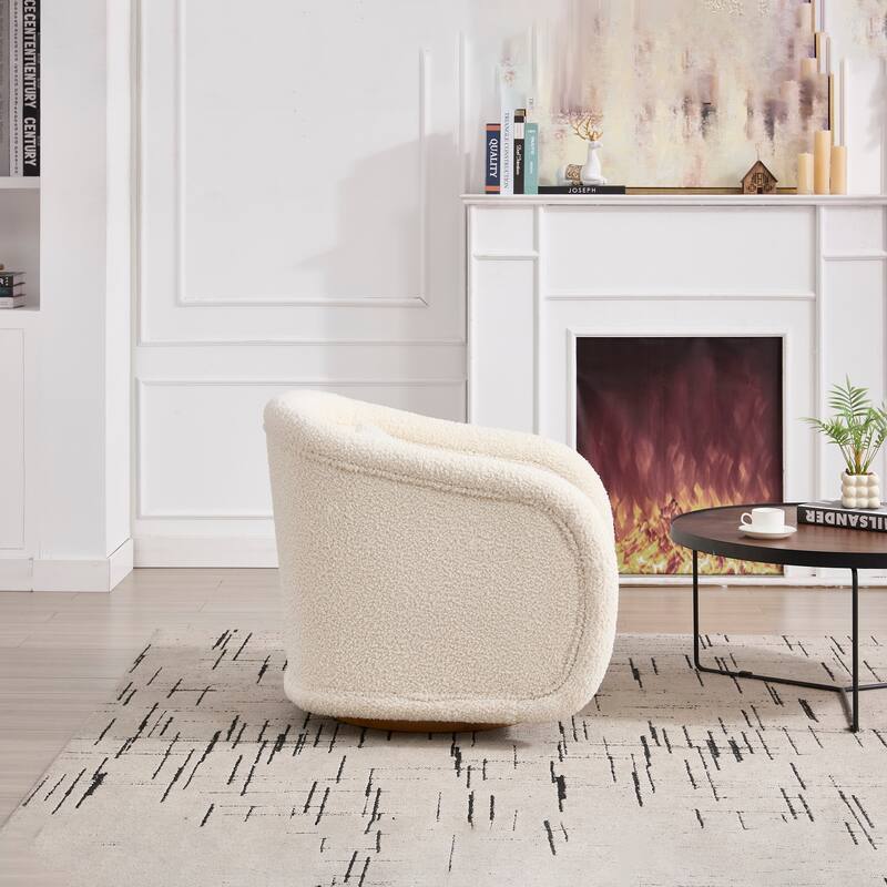 Swivel Accent Chair, 360-degree Swivel Barrel Chair with Velvet Fabric Upholstery, Comfy Pumpkin-Shaped Swivel Chair