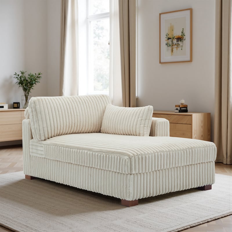 UIXE Upholstered Plush Bedroom Lounge Chairs with Left Armrest & Lumbar Pillow
