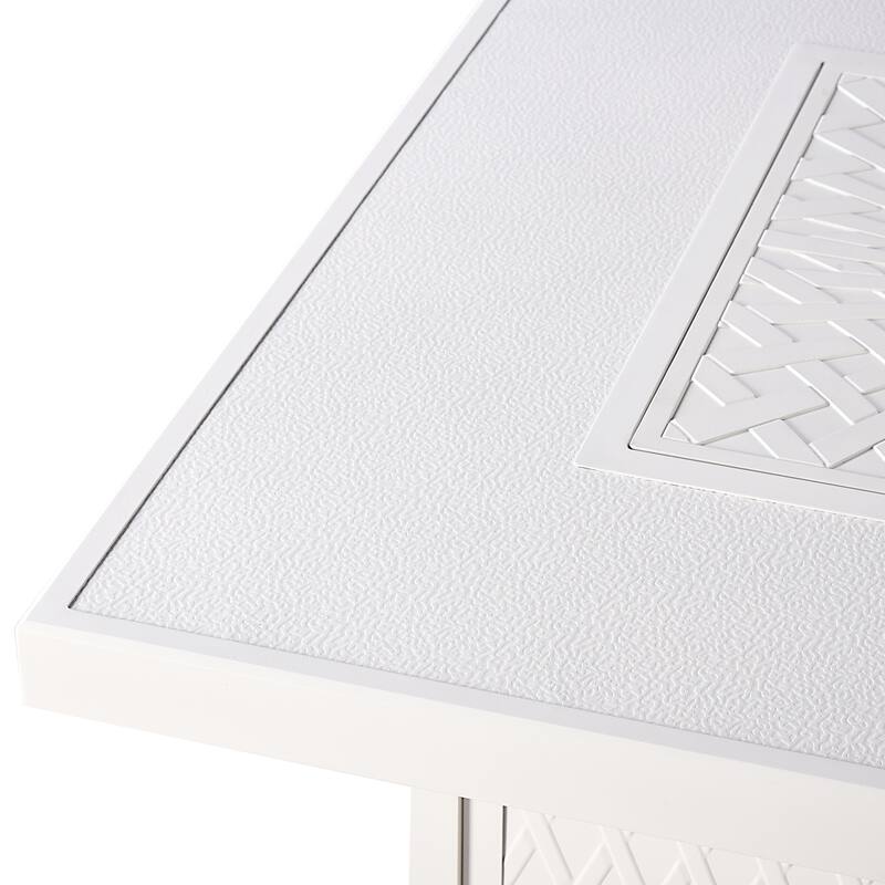 Square 42 in. x 42 in. Aluminum Propane Fire Pit Table with Glass Beads, Two Covers, Lid, 57,000 BTUs - N/A