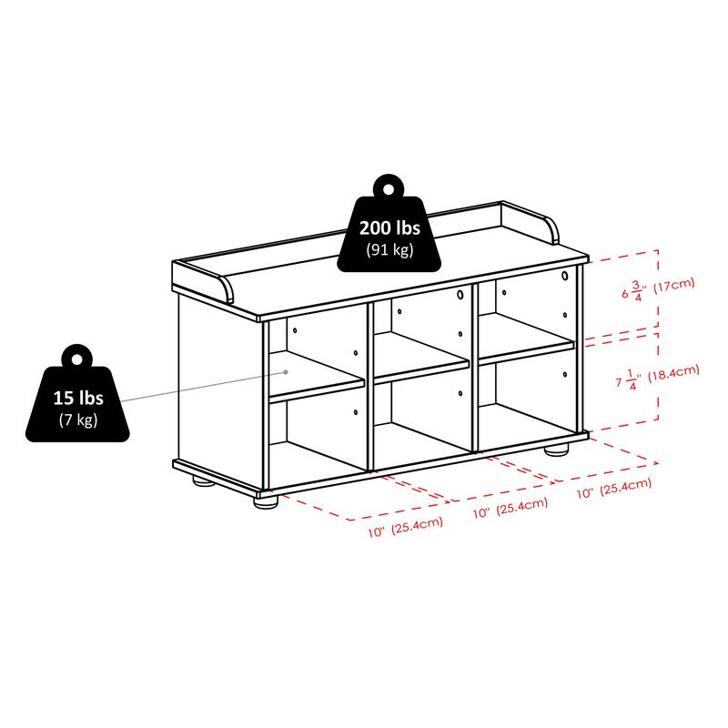 Townsend Storage Bench with Seat Cushion, Espresso and Black - 33.7 x 12.52 x 19.17 inches