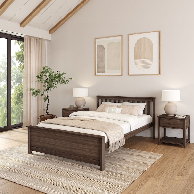 Plank and Beam Classic Real Wood Queen Platform Bed - Walnut