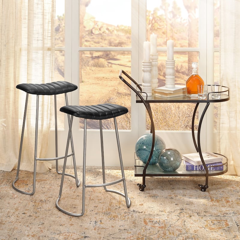 Alden Décor Logan Leather Counter Stool, Grey