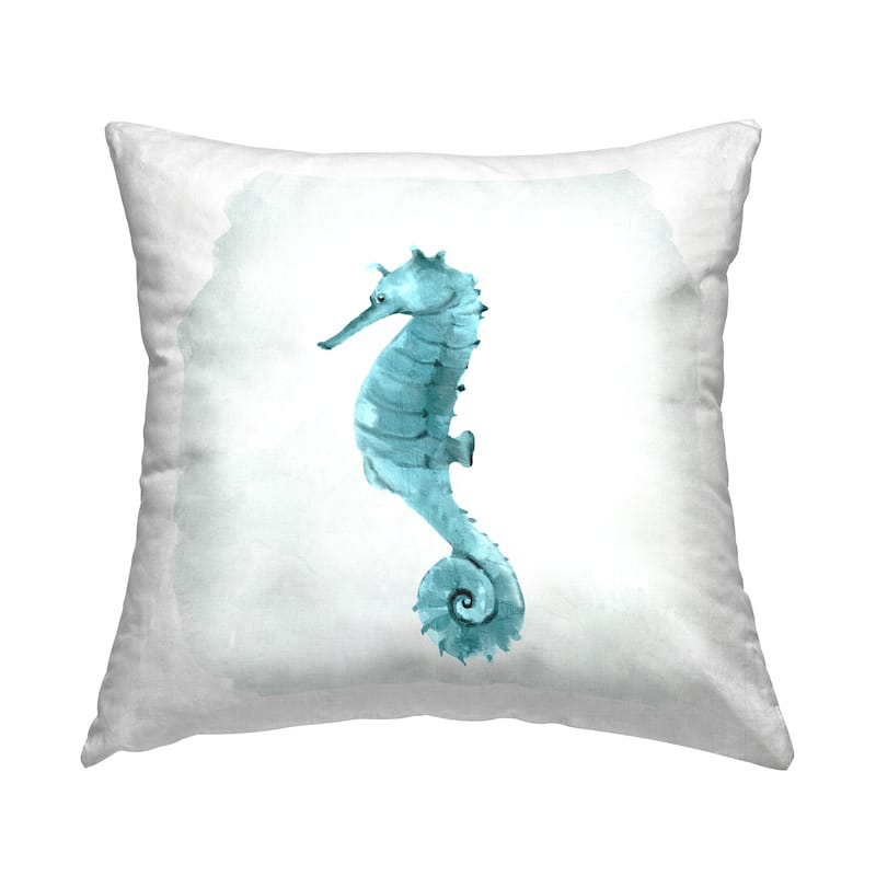 Stupell Blue Seahorse Aquatic Marine Life Animal Printed Throw Pillow ...