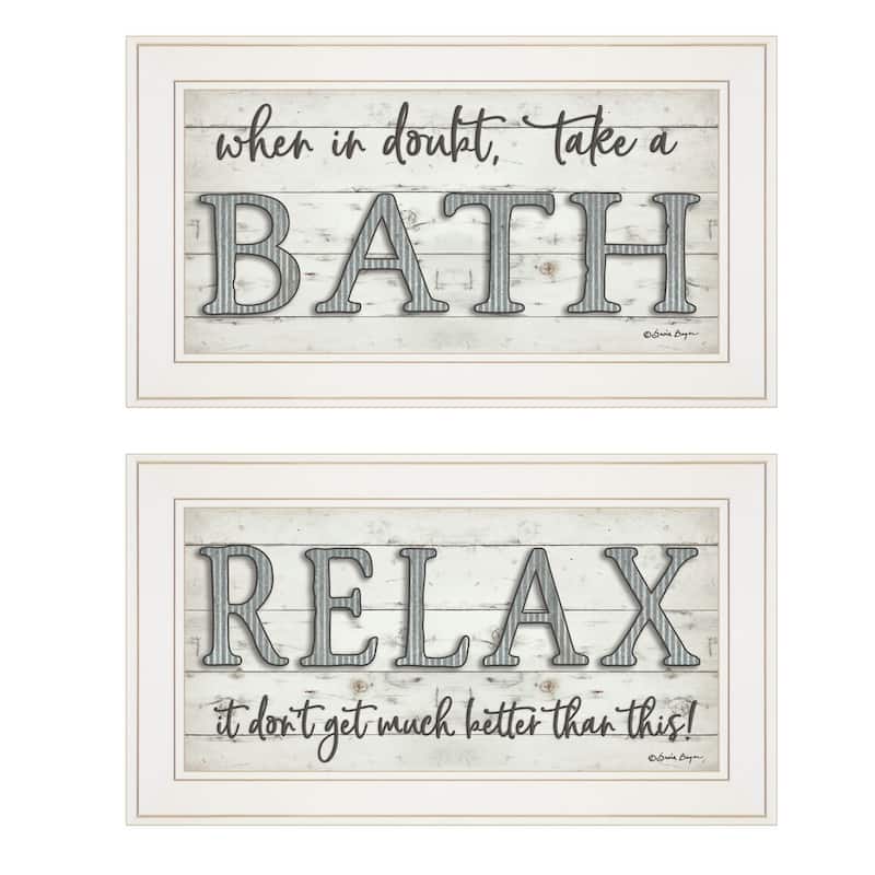 TrendyDecor4U Farmhouse "Bath Relax" 2-Piece Vignette by Susie Boyer - Brown