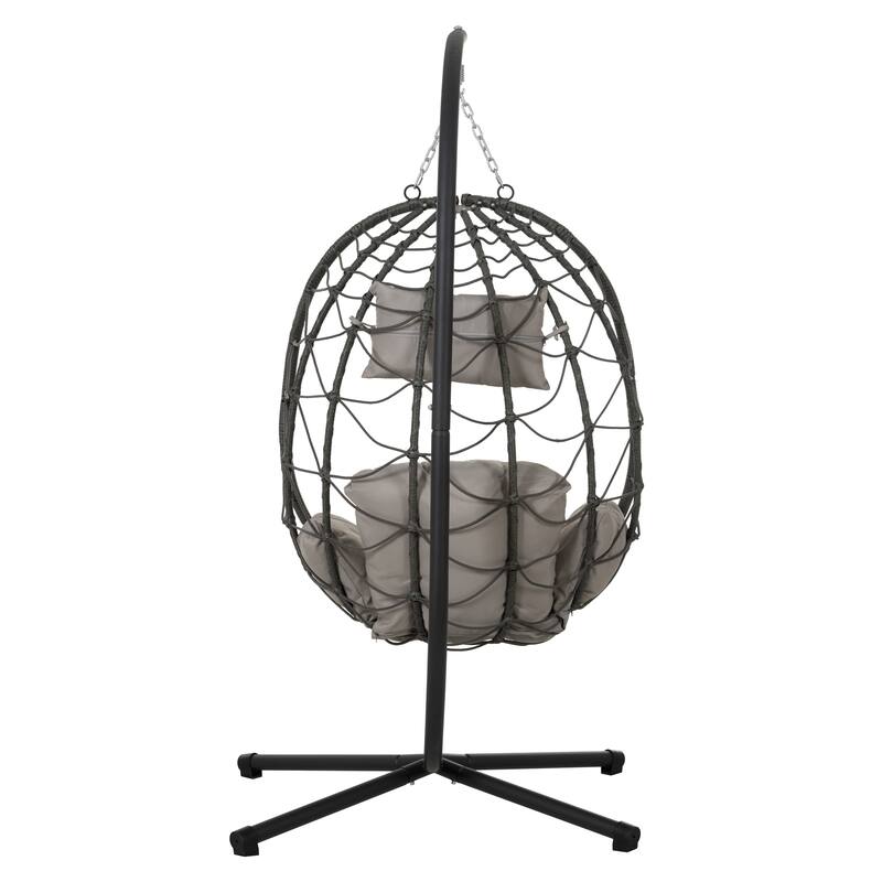 Steel Frame Wicker Egg Chair with Stand
