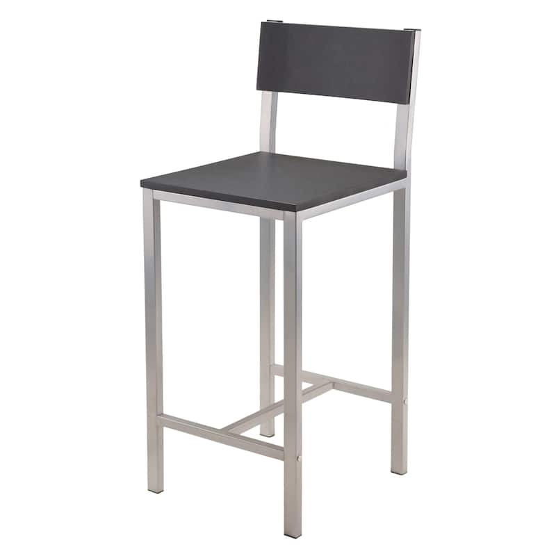 High Dining Table with 2 Stools, Black and Slate Gray