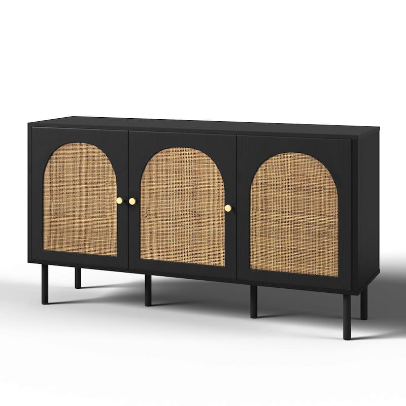EROMMY Modern Sideboard Buffet Cabinet with Fluted Doors, 2-Door Storage Console Table for Kitchen, Dining Room & Living Room