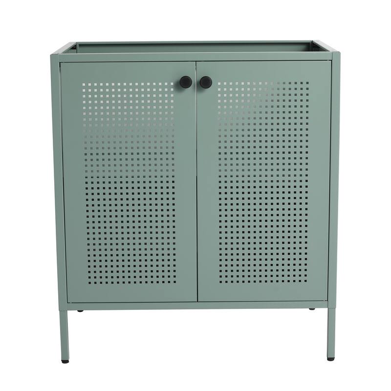 30 Inch Freestanding Bathroom Vanity Base with Adjustable Shelf and Punch-Hole Doors, Excluding Top Sink