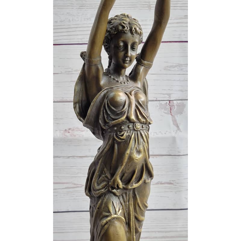 Hot Cast Bronze Sculpture Statue Of Ancient Greek Temple Priestess Holding Vessel