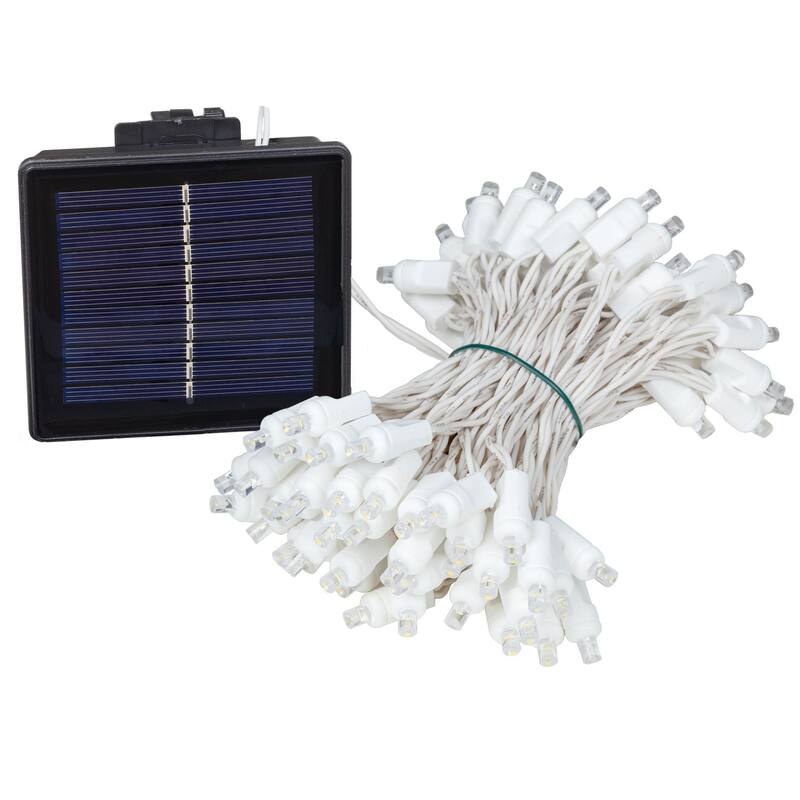 Novelty Lights 100 Light Solar LED Christmas Mini Light Set, White Wire, 60 Feet