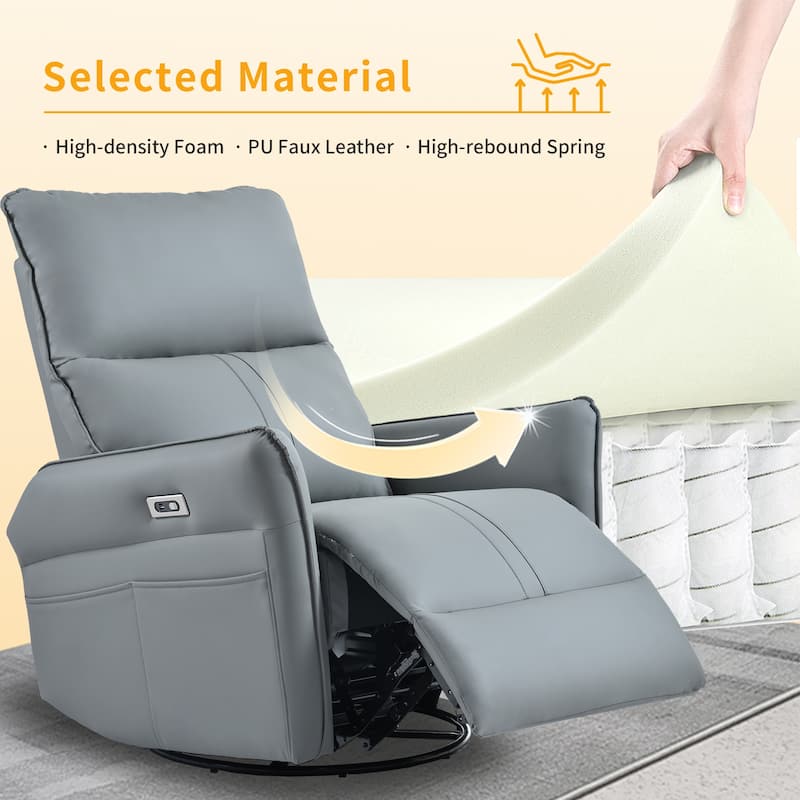 360° Swivel Rocker Recliner Chair - Blue-gray