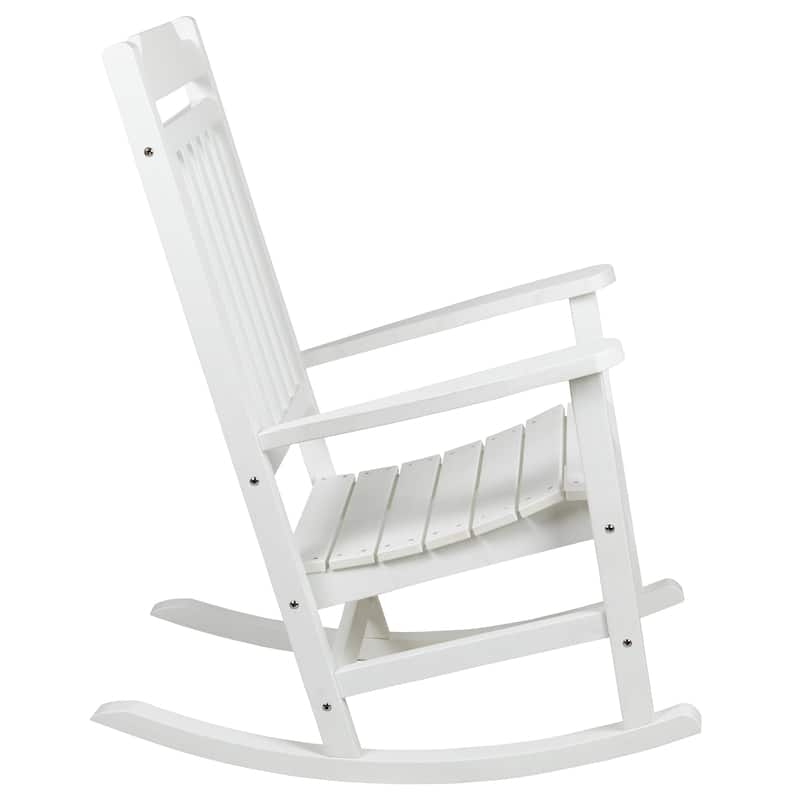 Set of 2 Indoor/Outdoor Poly Resin Rocking Chairs with Side Table - 25.625"W x 35"D x 42"H