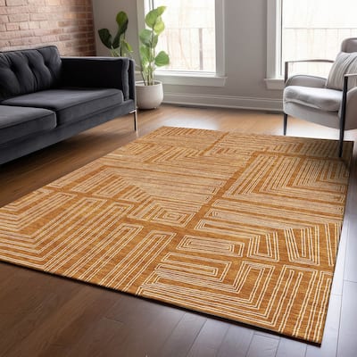 Machine Washable Indoor/ Outdoor Contemporary Stack Chantille Rug