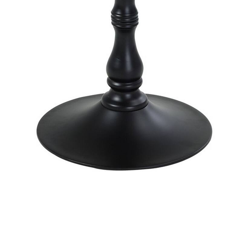 18 in. Black Round Metal End Table, Durable Hourglass Frame