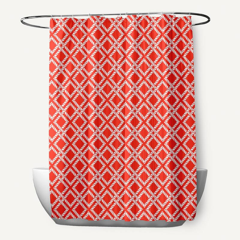 Rope Rigging Geometric Print 71x74-inch Shower Curtain - Orange