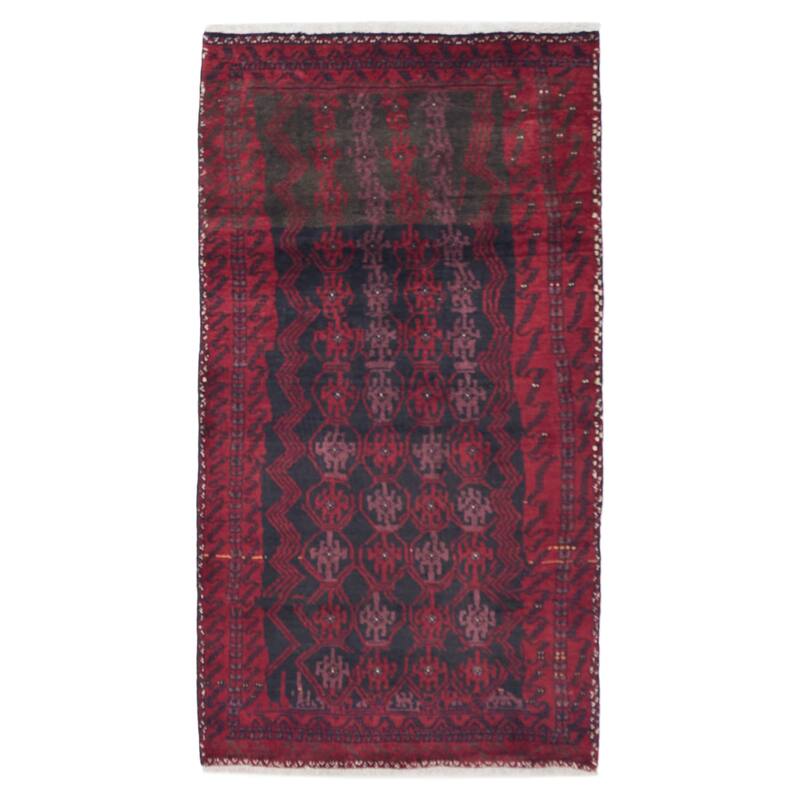 ECARPETGALLERY Hand-knotted Baluch Black, Red Wool Rug - 3'1 x 5'9