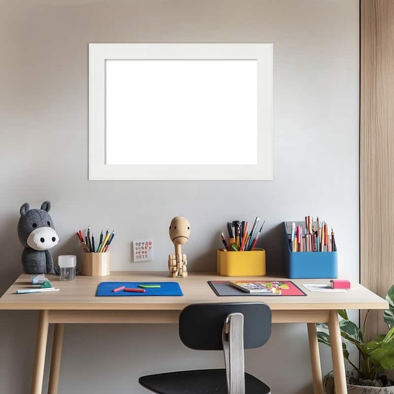 Amanti Art Vanity White Narrow Framed Dry Erase Magnetic Board