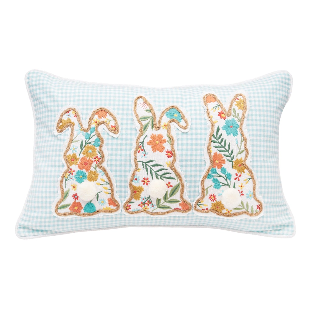 Blossom Bunny Trio Throw Pillow